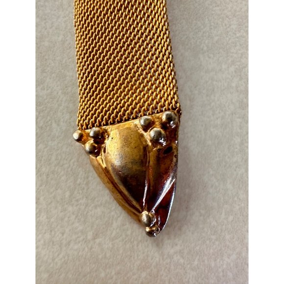 Antique Edwardian sterling silver gold filled blue paste mesh chain brooch pin - Picture 4 of 10